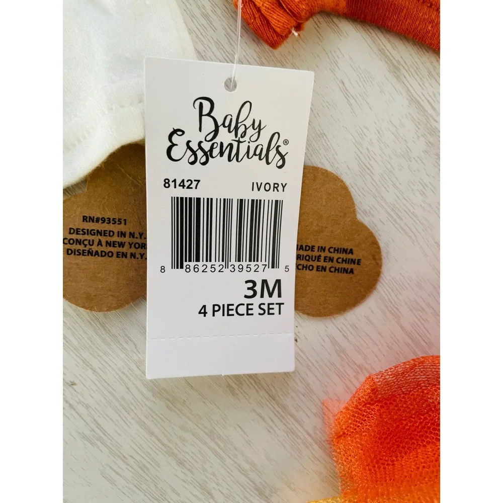 Baby Essentials My 1st Thanksgiving 4 Piece Tutu Set Ivory Orange 3M 81427